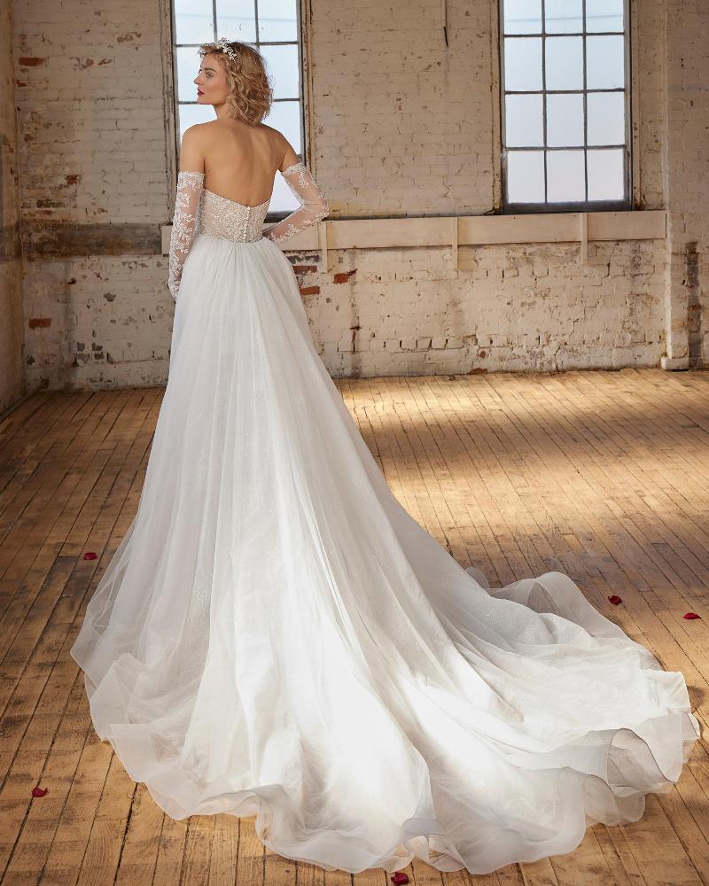 123235 strapless lace wedding dress with overskirt4